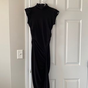 Le Chateau Slinky Black Dress, High Neck